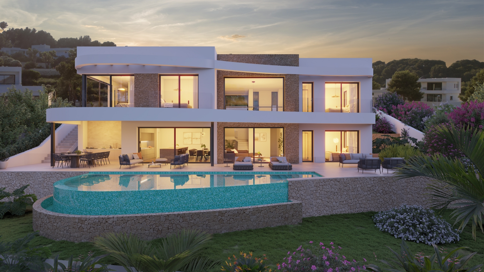 Project moderne villa met zeezicht